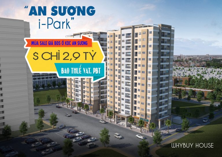 Bán căn hộ An Sương iPark 2.9 tỷ, 78m2, 2 phòng ngủ, 2 nhà vệ sinh, bao hết VAT, phí bảo trì.