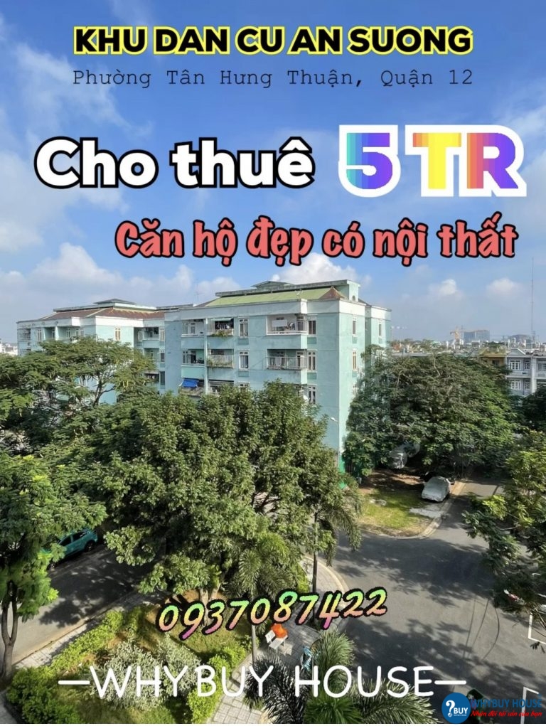 Cho thuê chung cư An Sương khu 65ha, 54m2, nhà đẹp có nội thất, 5 triệu.